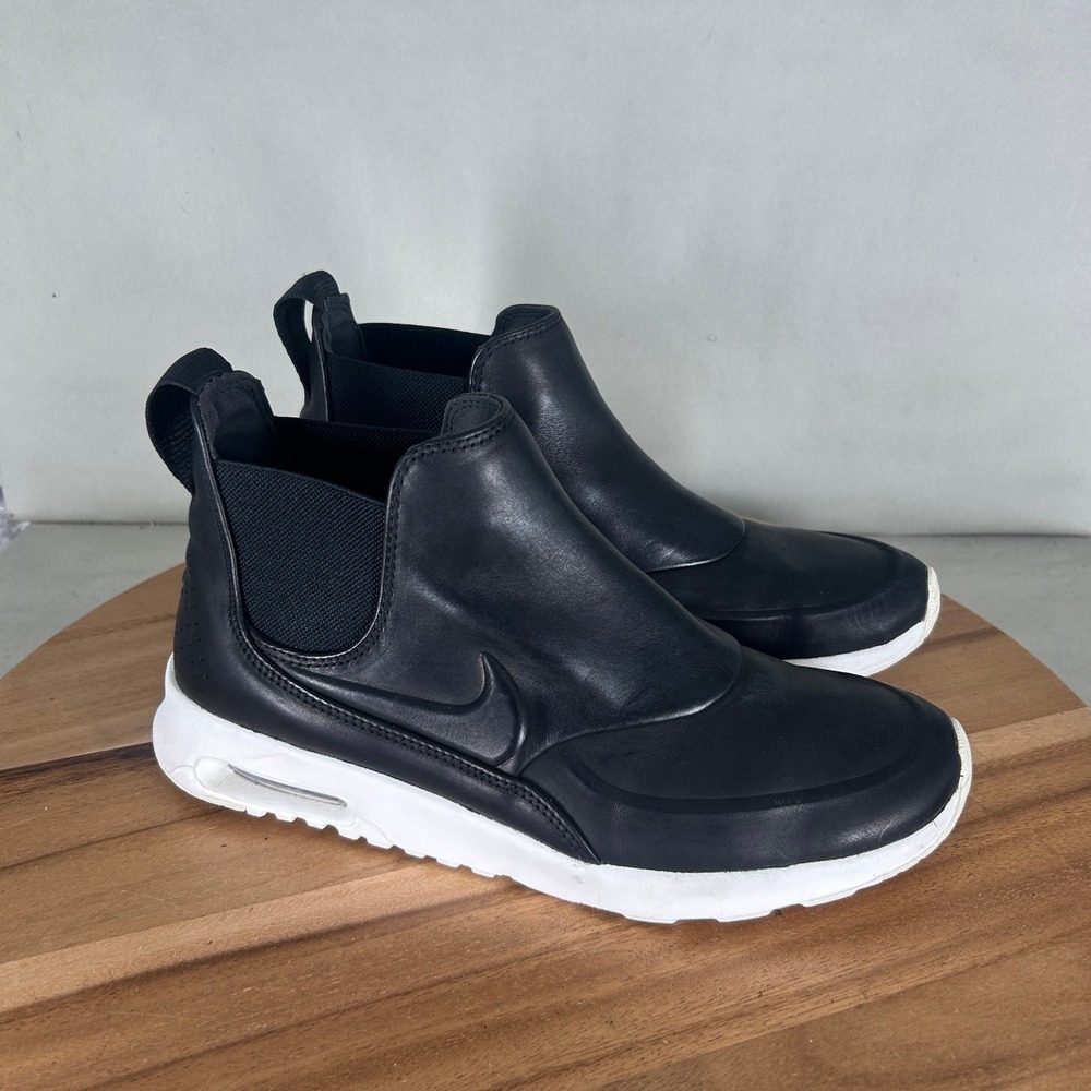 Nike Air Max Thea Mid Black Sail Leather Chelsea Boots 859550-001 Womens 9.5